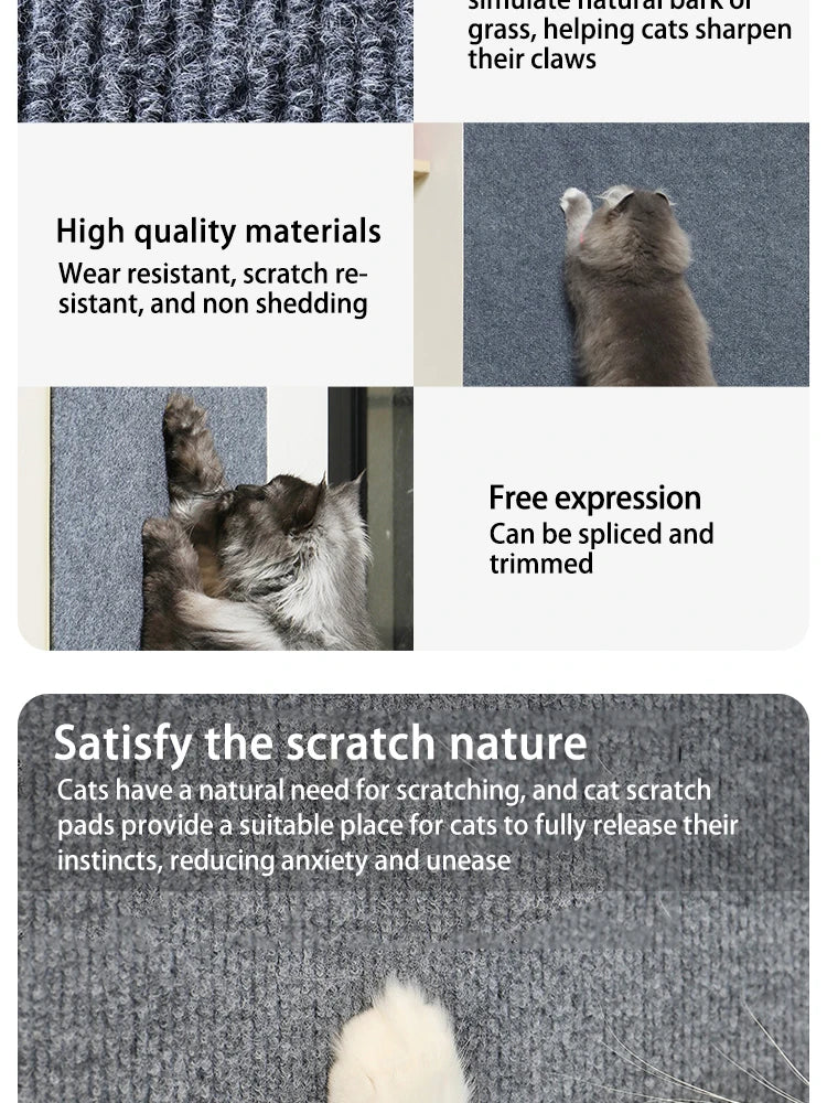 Trimmable Self-Adhesive Cat Scratch Mat – Protect Your Furniture and Walls