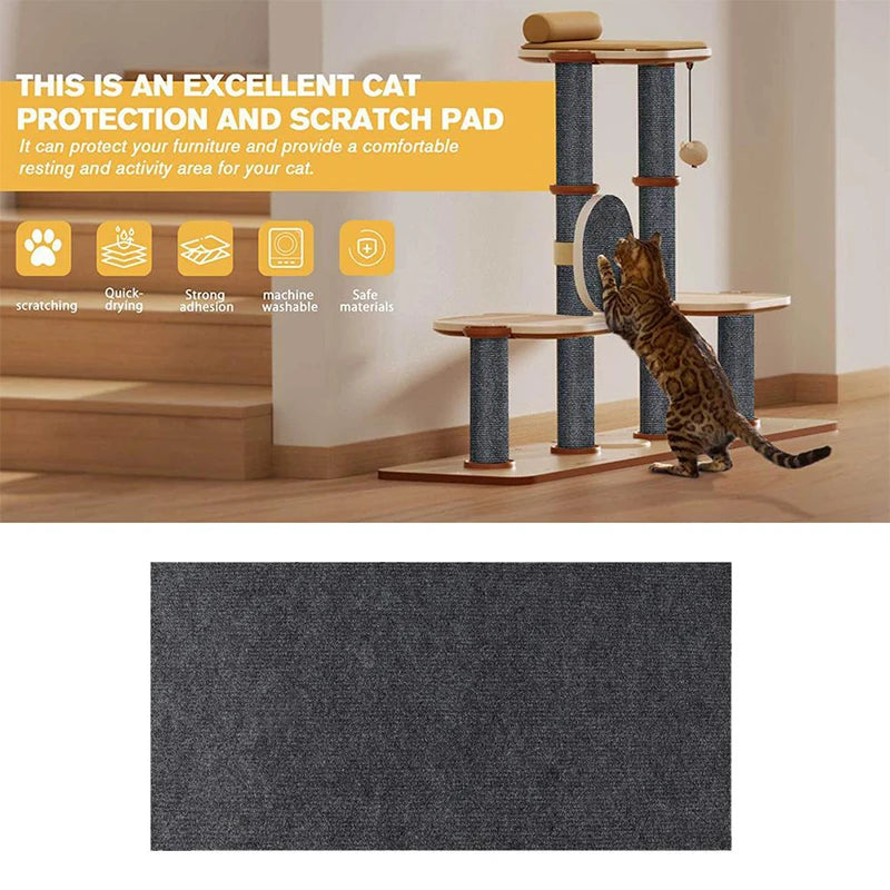Trimmable Self-Adhesive Cat Scratch Mat – Protect Your Furniture and Walls
