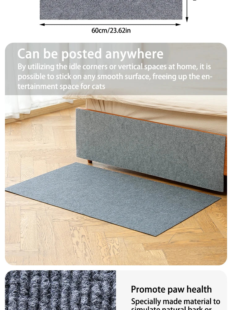 Trimmable Self-Adhesive Cat Scratch Mat – Protect Your Furniture and Walls