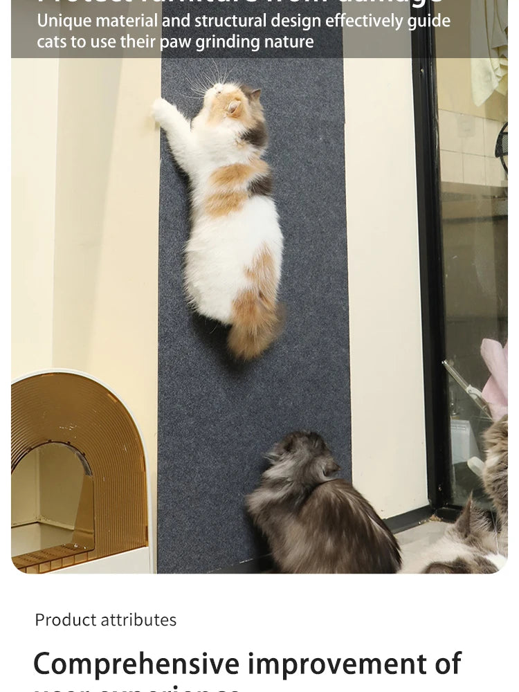 Trimmable Self-Adhesive Cat Scratch Mat – Protect Your Furniture and Walls